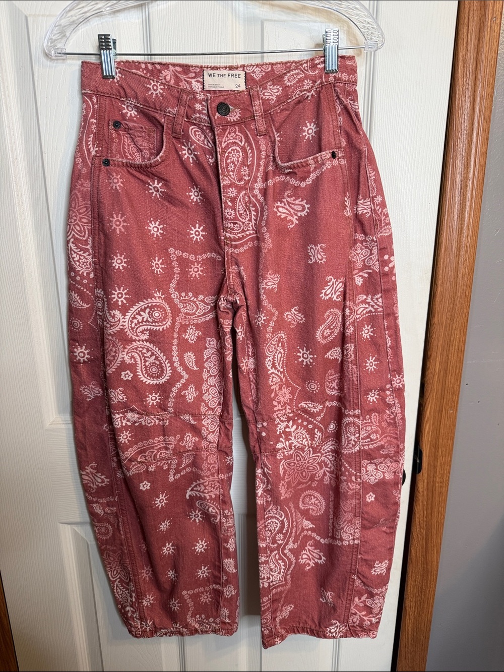 We The Free Rust Red Bandana High-Rise Jeans